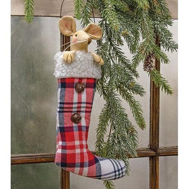 Crimson Plaid Mouse Stocking - The Fox Decor